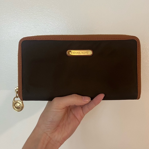 Michael Kors Handbags - Michael Kors Kempton Continental Black Nylon Wallet